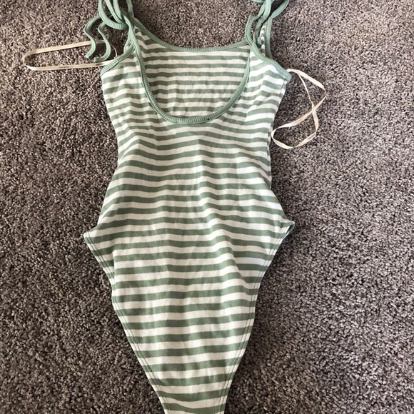 Forever21 Striped Scoop Back Bodysuit - Picture 1 of 5